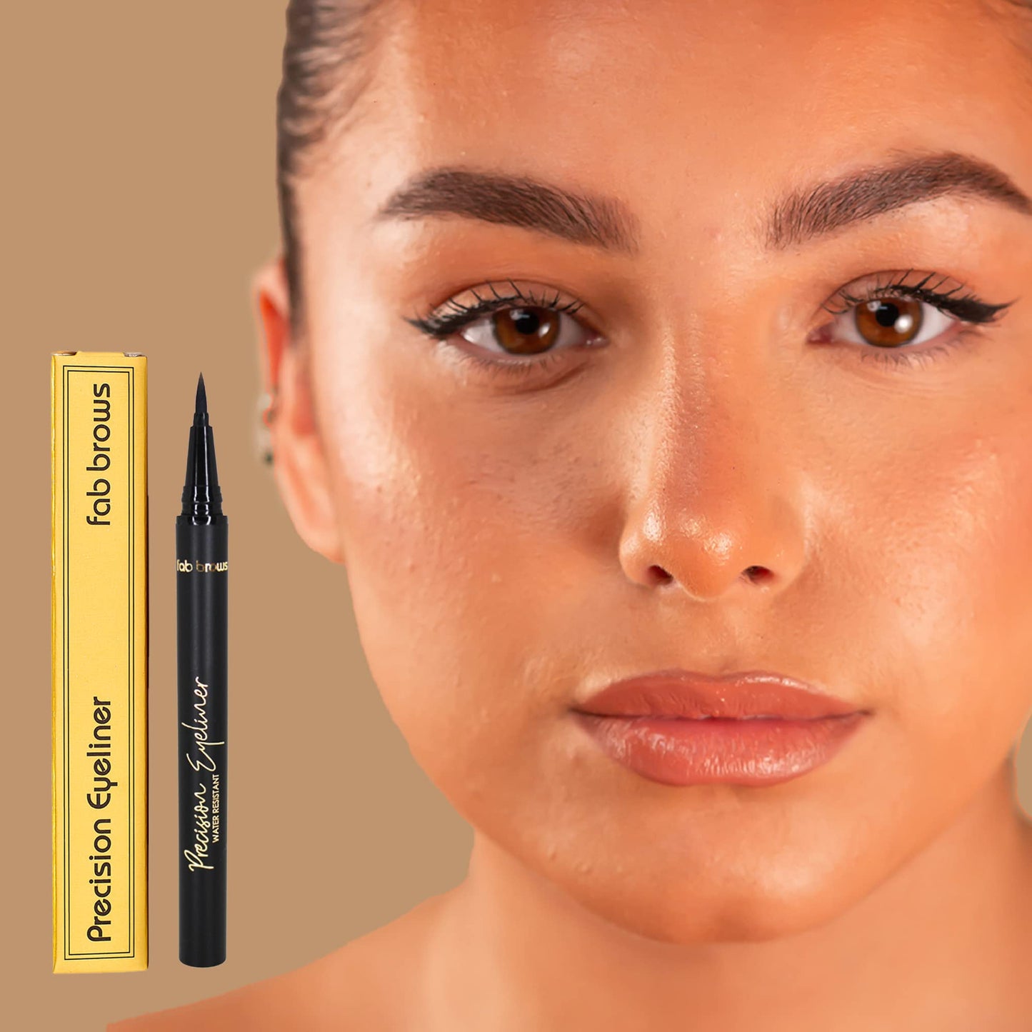 Fab Brows Precision Liquid Eyeliner - Felt-Tipped Liquid Eyeliner Pen - Richly Pigmented Waterproof Black Eyeliner - Achieves Thin or Thick Strokes