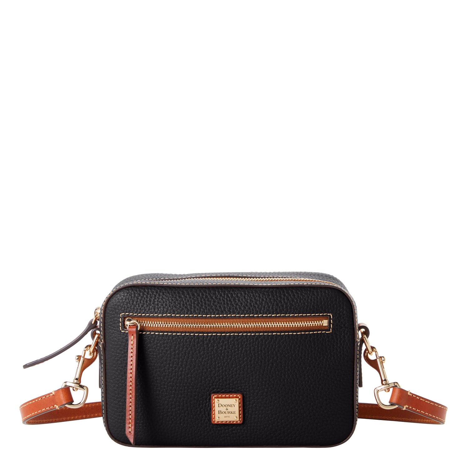 Dooney & Bourke Women's Camera Zip Crossbody in Pebble Grain Leather, Small Handbag with Adjustable Shoulder Strap, Black