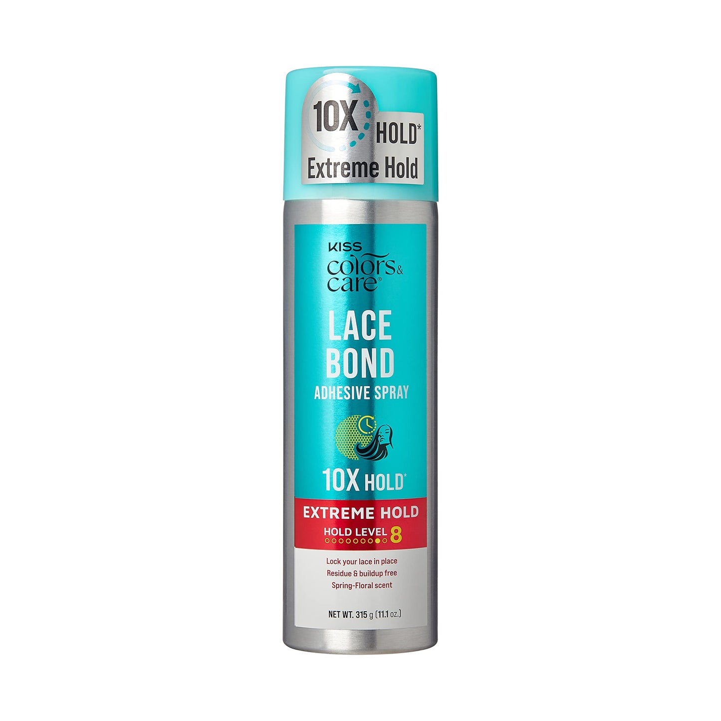 KISS Colors & Care Lace Bond Adhesive Spray Extreme Hold 11.1 oz. - Adhesive for Lace Frontals, Sweat Proof, Water-Resistant, Fast Drying, Efficient