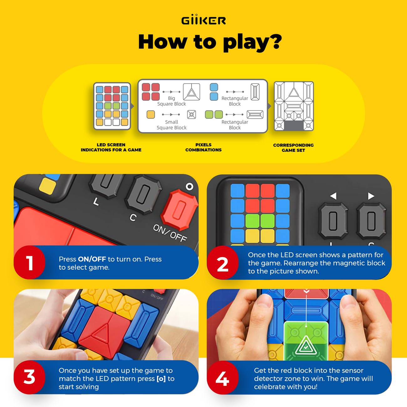 GiiKER Super Slide Puzzle Game – 500+ Brain Teaser Challenges, Fun Travel Toy & Logic Game for Kids & Teens, Great Gift & Road Trip Activity