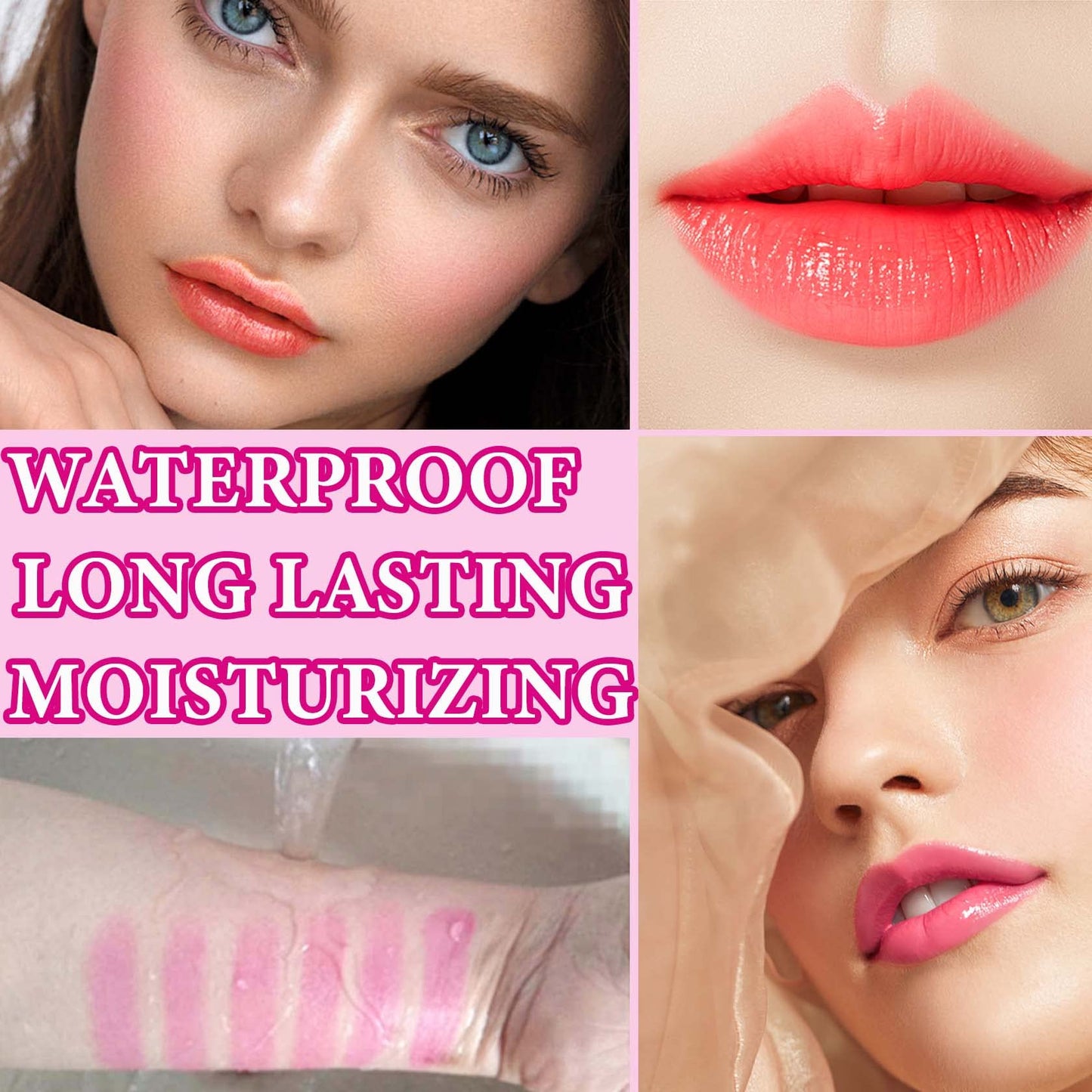 WENJLYJ 2PCS Crystal Flower Jelly Lipstick,Clear Lipstick with Flower Inside Magic PH Temperature Color Changing Lip Stick Tinted Lip Balm,Long