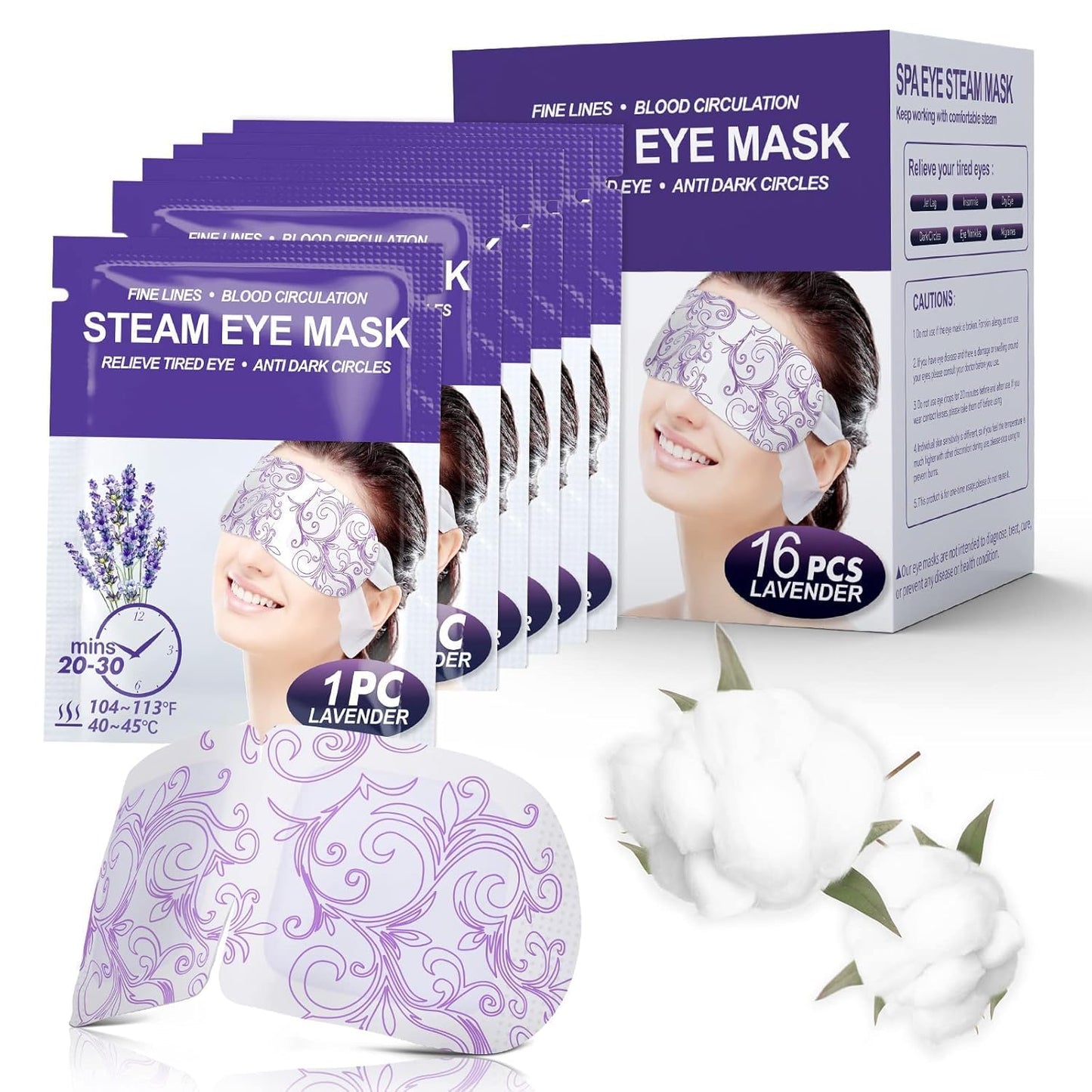 16 Packs Steam Eye Masks for Dry Eyes, Lavender Heated Eye Mask, Relief Tired Eyes & Dark Circle, Warm Compress for Puffiness, Disposable Travel Beauty and Personal Care ProCIV Default Title