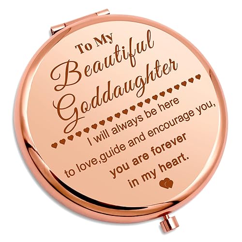 Goddaughter Gifts from Godmother Inspirational Birthday Gifts for Her Christian Compact Makeup Mirror to My Goddaughter Pocket Folding Makeup Mirror