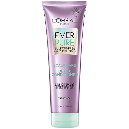 L'Oreal Paris EverPure Scalp Care + Detox Sulfate Free Conditioner for Color-Treated Hair, Invigorates Scalp and Renews Hydration, Menthol and Neem