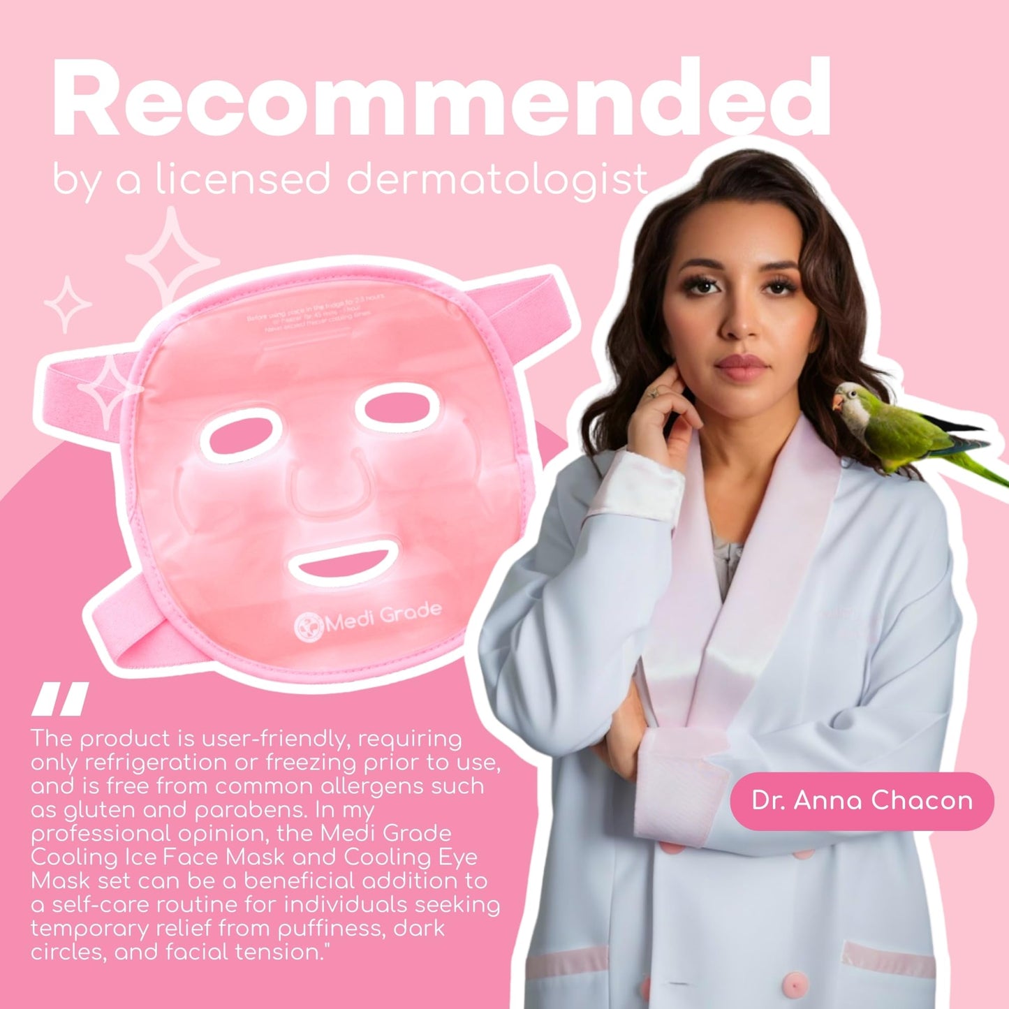 Medi Grade Cooling Ice Face Mask and Cooling Eye Mask for Puffy Eyes, Pink - Self Care Face Ice Pack with ChillGel Face Ice Mask Technology - Cooling Beauty and Personal Care Medi Grade