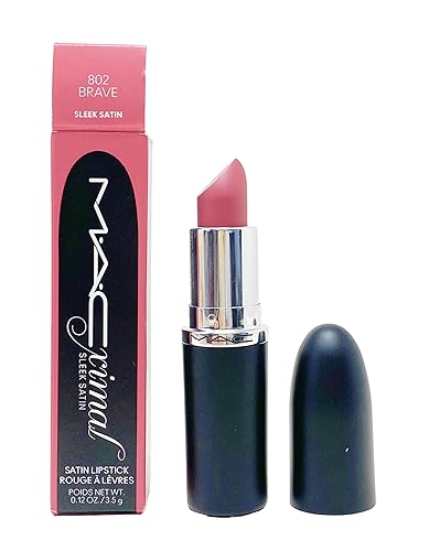 MAC Cosmetics Ximal Sleek Satin Lipstick - 802 Brave (Pink beige with a white pearl) 0.12 Oz / 3.5 g