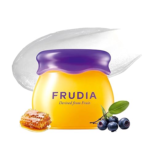 FRUDIA Blueberry Honey Lip Balm, Exfoliating & Moisturizing Dewy Korean Lip Balm for Dry Lips made with Jeju Blueberry & Honey Extracts for Soft