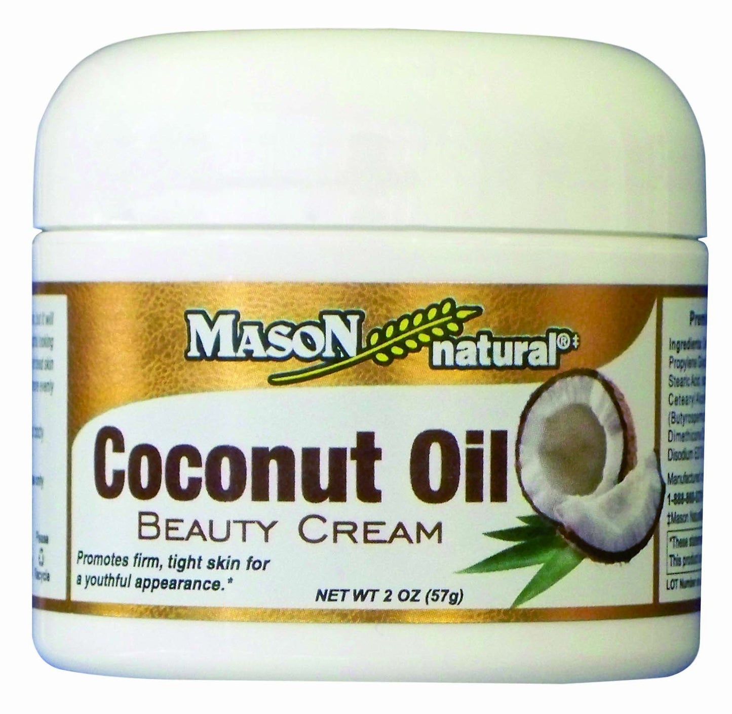 MASON natural Coconut Oil Beauty Cream, 2 Ounce (Pack of 2)