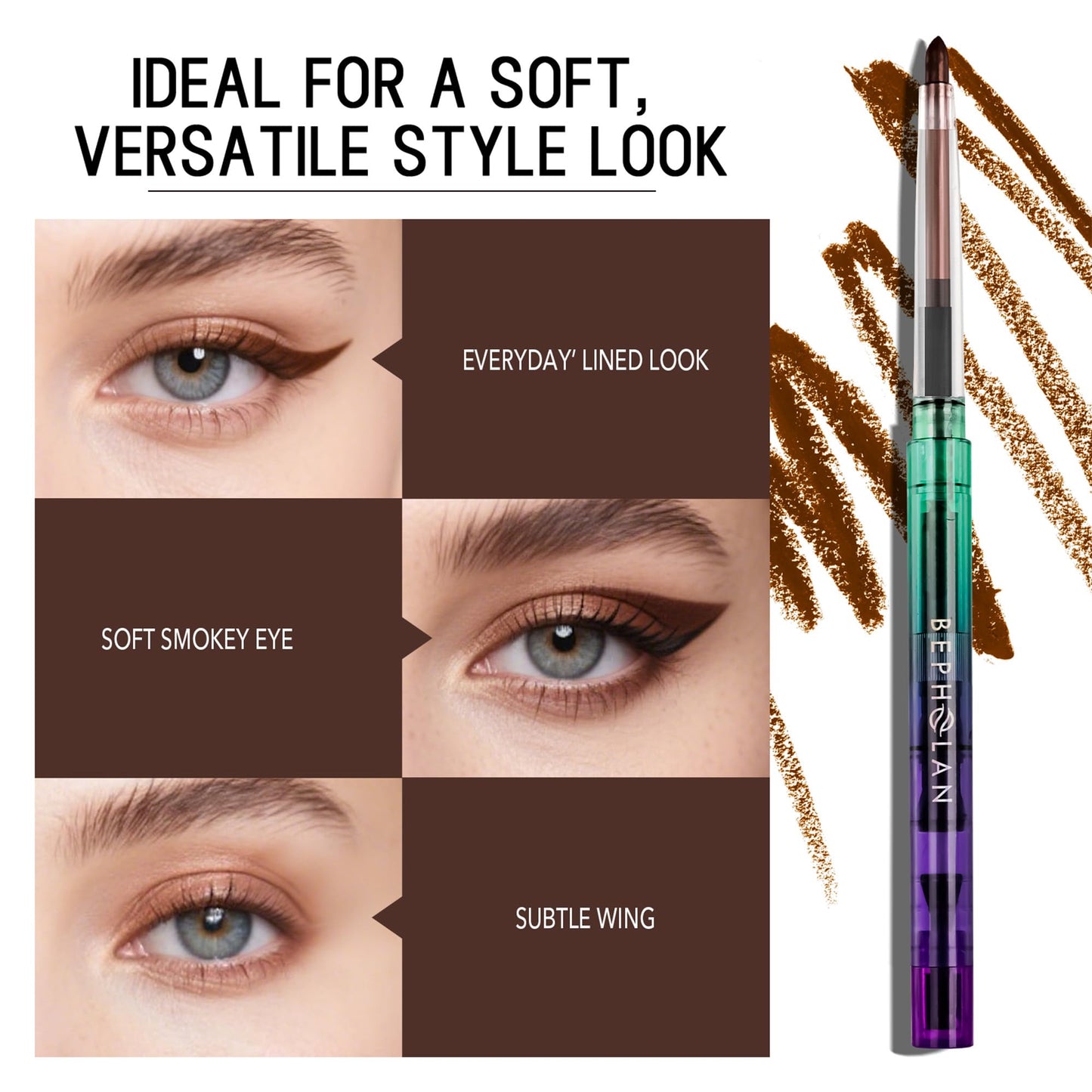 BEPHOLAN Brown Gel Eyeliner Pencil, Waterproof Smudge Proof Eyeliner, 24H Long-Lasting Matte Eye Makeup, Creamy Smooth Glide, Retractable Beauty and Personal Care BEPHOLAN