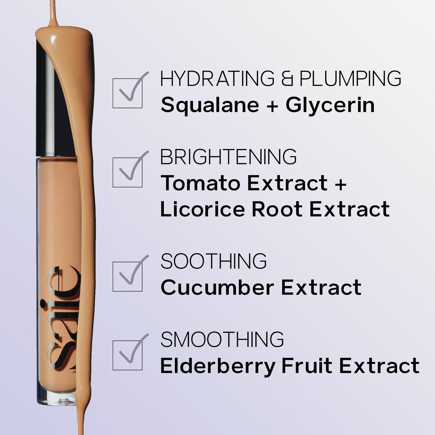 Saie Hydrabeam Under Eye Brightener - Sheer + Hydrating Concealer with Glycerin, Squalane + Cucumber Extract - Brightening Under Eye Concealer +