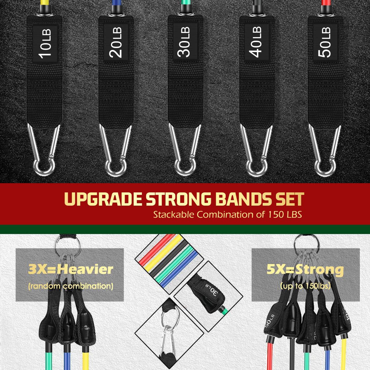 VEICK Resistance Bands, Exercise Bands, Workout Bands, Resistance Bands for Working Out with Handles for Men and Women, Exercising Bands for Fitness…