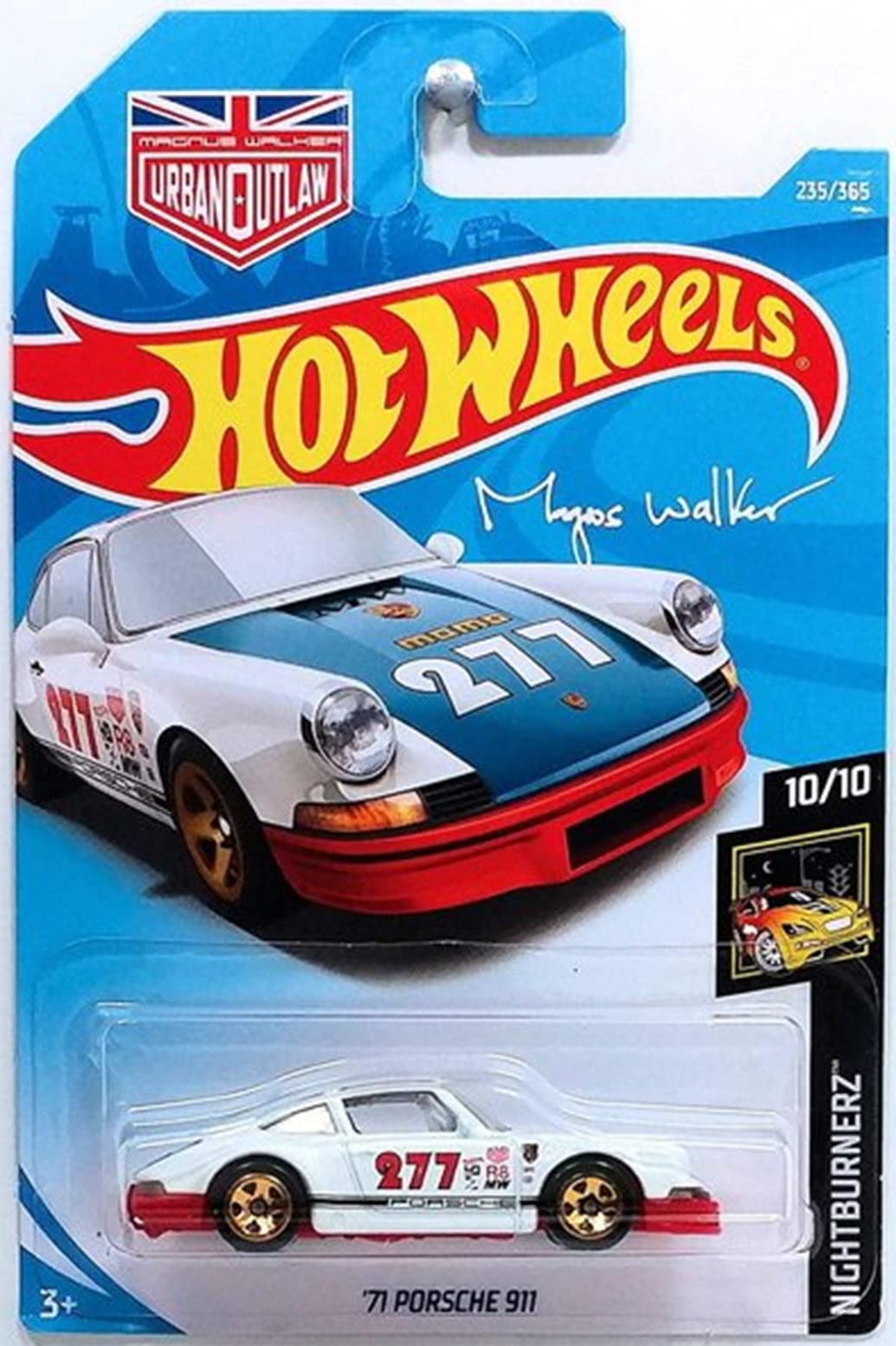 Hot Wheels 2018 50th Anniversary Nightburnerz Magnus Walker '71 Porsche 911 115/365, White and Blue