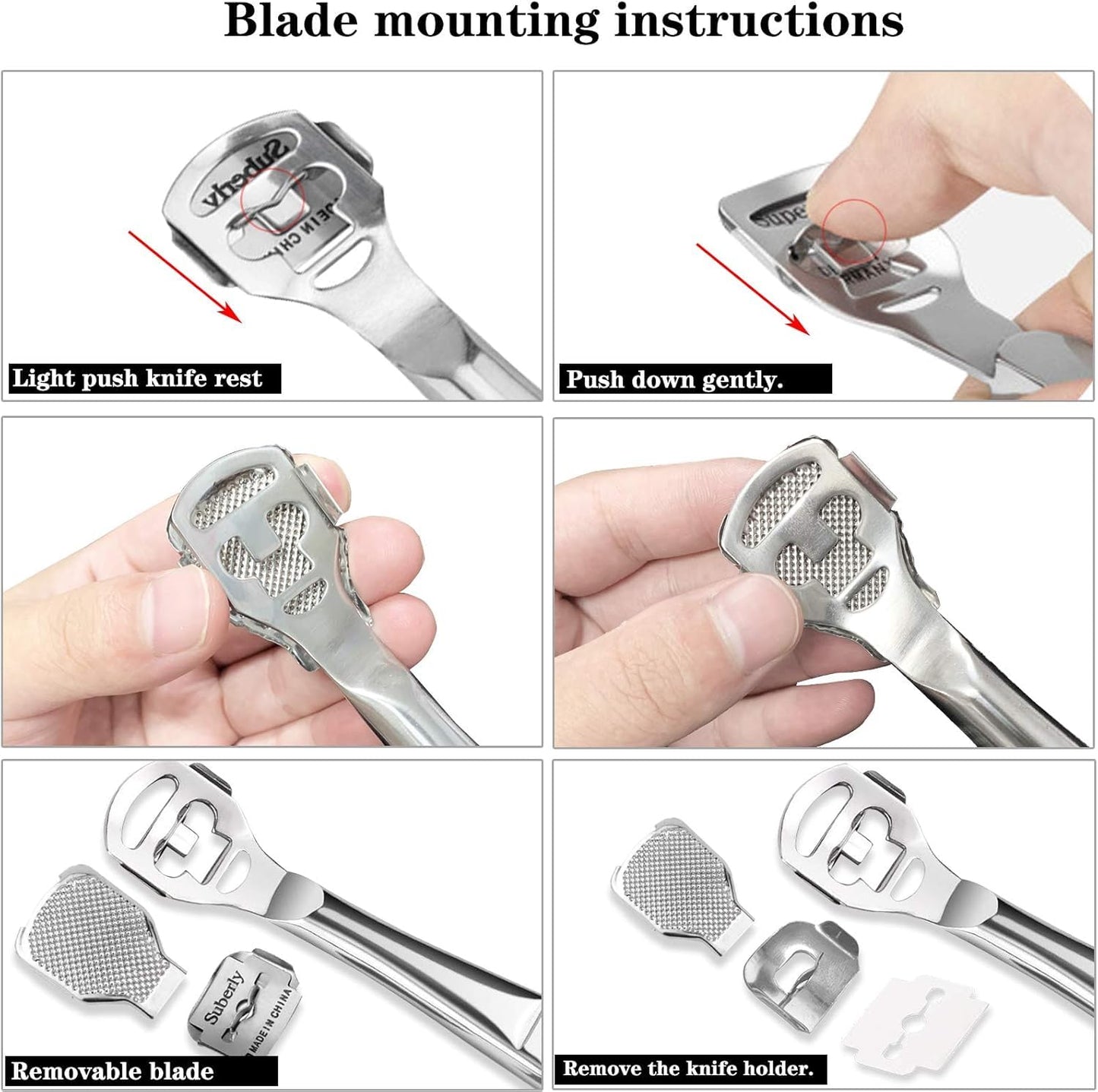 52 Pcs Callus Shaver Set,1 Stainless Steel Foot Razor with 50 Replacement Slices Blades and 1 Foot File Head Foot Care Tools,Foot Shaver Callus