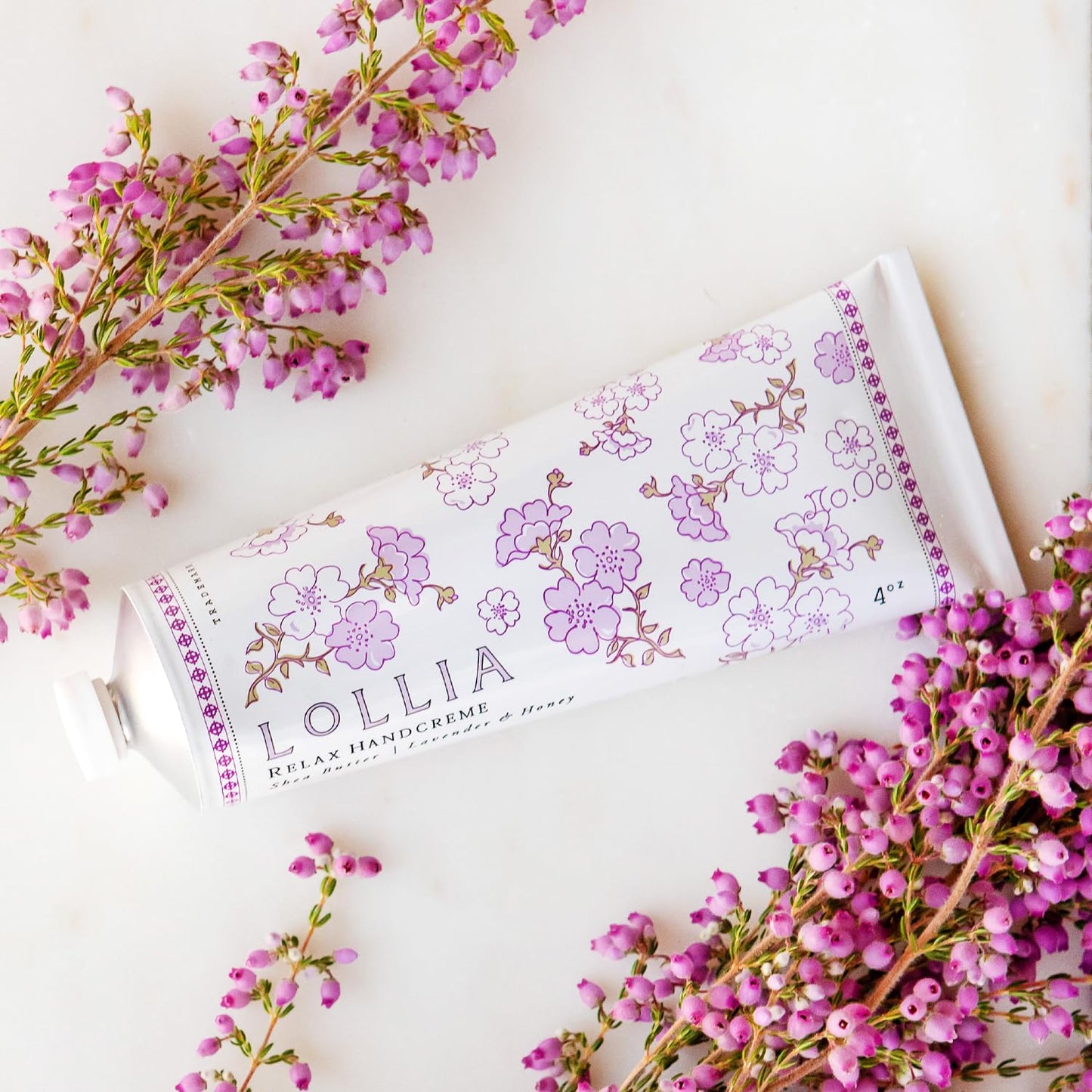 LOLLIA Relax Handcreme, 4 oz, Sugar Cane, Vanilla Bean, & Jasmine, Scented Hand Cream for Women, Moisturizing Lotion for Dry Hands, Quick Absorbing