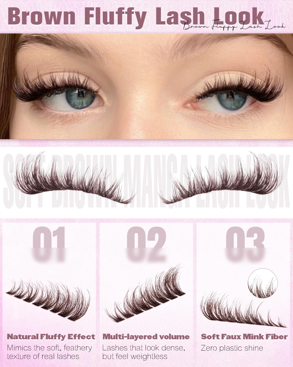 Wtvane Brown Lash Clusters Fluffy Eyelash Clusters 10-16mm Natural Cluster Eyelash Extensions Wispy Lashes Clusters Dark Brown Fairy Individual Lashes Beauty and Personal Care wtvane