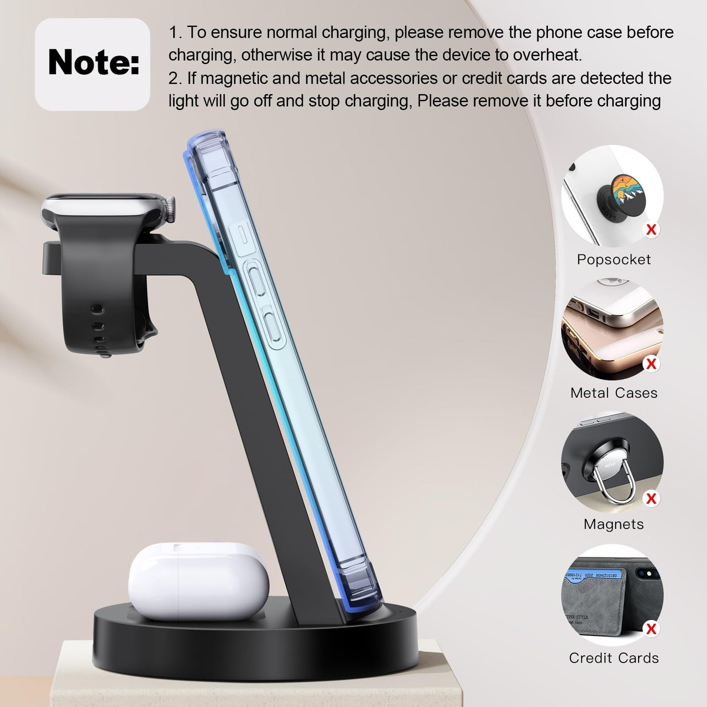 3-in-1 Wireless Charging Station for iPhone 16–11 Pro Max, Apple Watch & AirPods 4/3/Pro – Fast & Convenient Charging