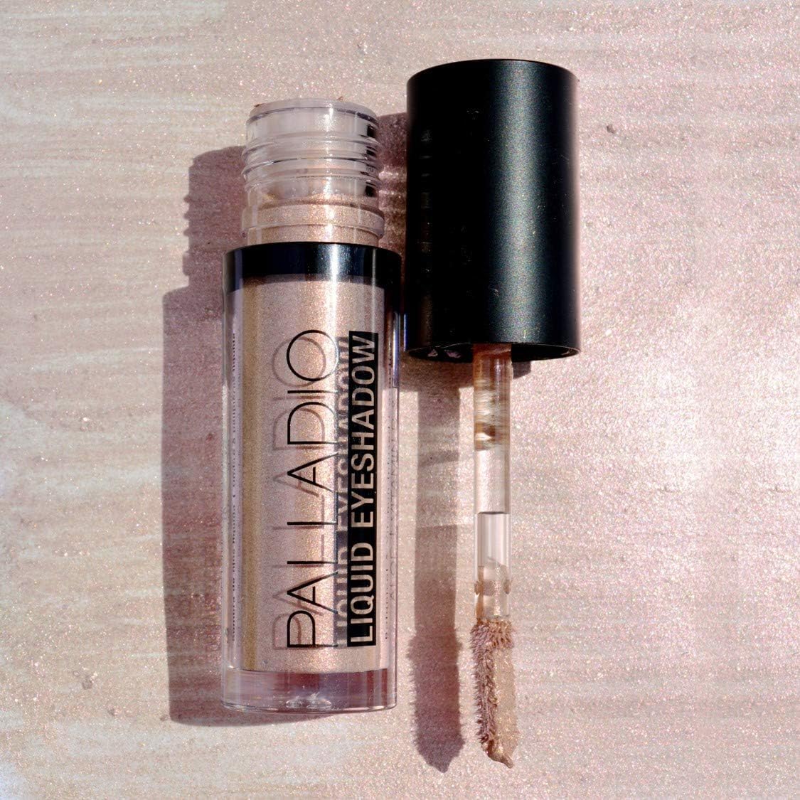 Palladio Liquid Eyeshadow, creamy shimmery formula that instantly adheres to the eyelid with flexible applicator wand for over 8 hours of smudge