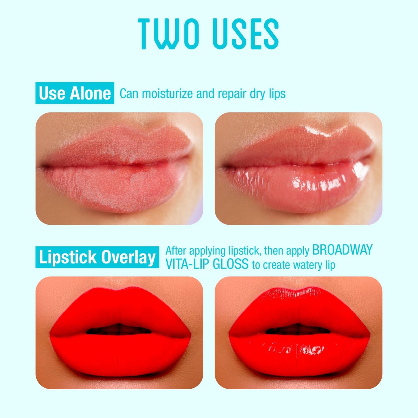 Ruby Kisses Broadway Vita-Lip Clear Lip Gloss (Argan Oil 6 Pack), Ultra-Hydrating & Soothing Formula with Multi-Vitamin Oils, High-Shine Non-Sticky