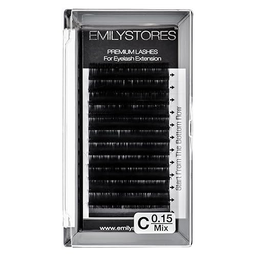 EMILYSTORES Eyelash Extensions 0.15mm Thickness C Curl Mixed 8-14mm Length Individual Volume Natural Eyelashes For Lash Extensions(0.15,C,Mixed