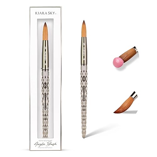 Kiara Sky Kolinsky Acrylic Nail Brush #16 - Pure Kolinsky Sable Hair, Black Crystal Handle, Acetone Resistant, for Acrylic Application, Extensions Beauty & Personal Care KIARA SKY