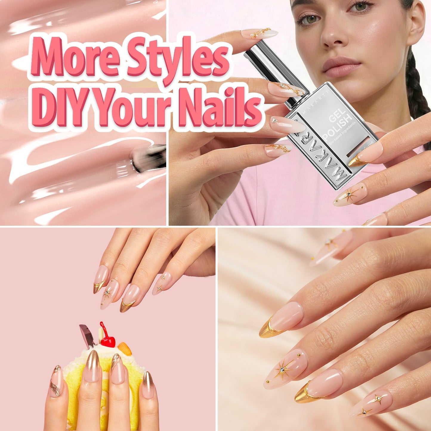 Makartt Jelly Bright Nude Gel Nail Polish: 15ML Hema-Free Neutral Nude Nail Polish Sheer Translucent Effect Soak Off UV LED Nail Art Manicure DIY Home Beauty and Personal Care Makartt