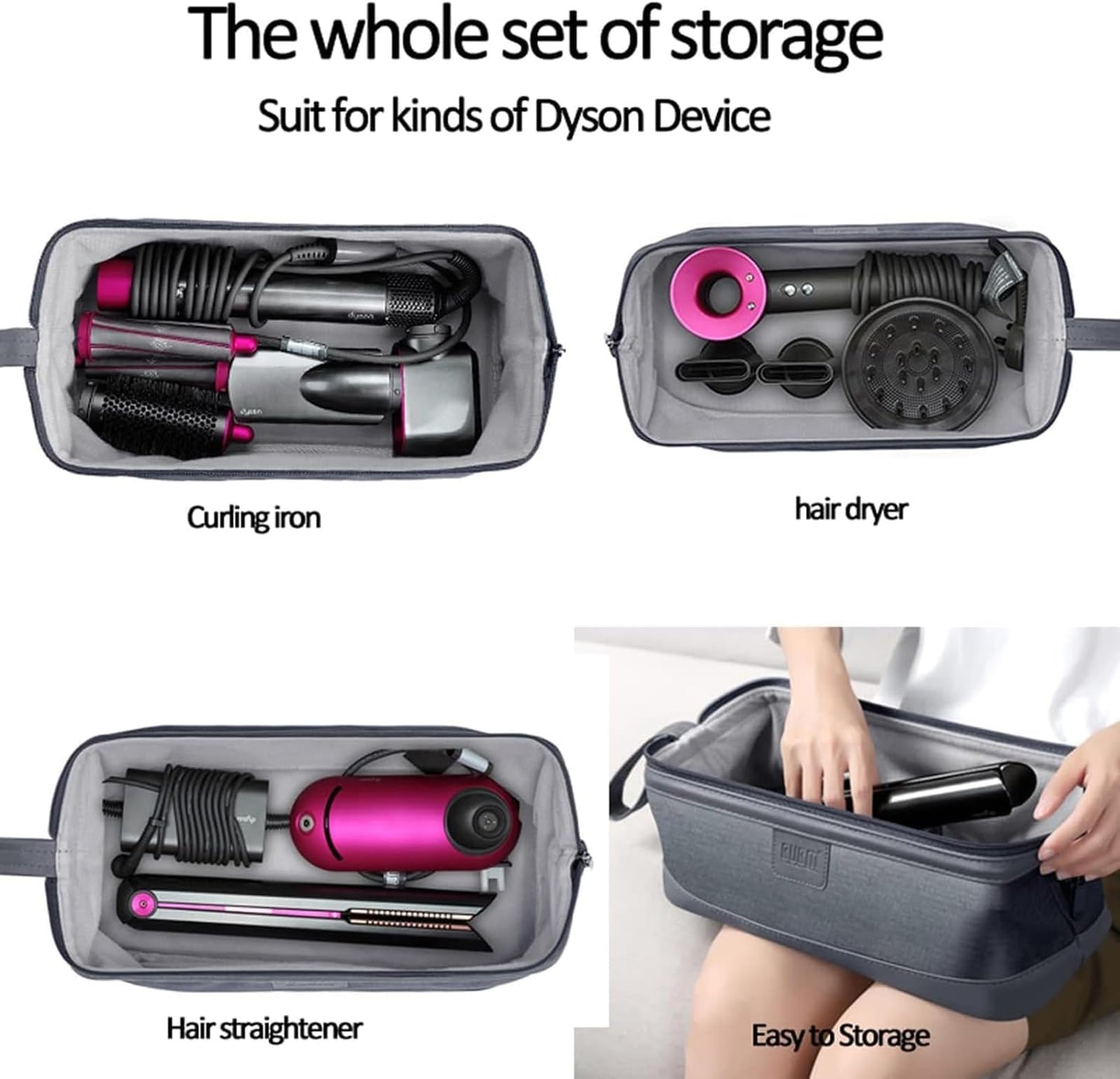 BUBM Travel Case Compatible with Dyson Airwrap Styler/Shark Flexstyle, Portable Carrying Case for Dyson Supersonic Hair Dryer, Shockproof Protection