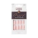 KISS Classy French Nail Manicure Kit with Gel Finish,Medium,Coffin Shaped,Includes Pink Nail Glue (Net Wt. 2 g / 0.07oz.),Mini Nail File,Manicure