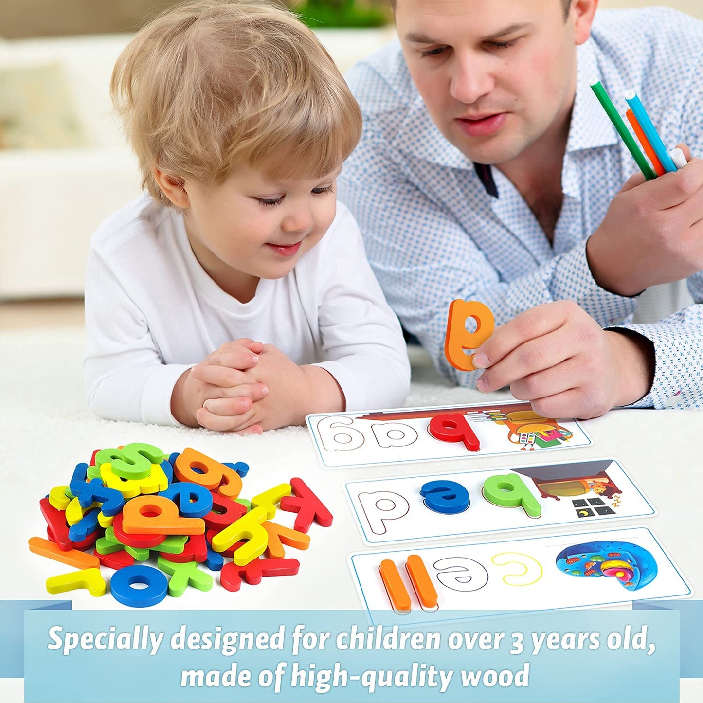 Officygnet See & Spell CVC Word Builder – Alphabet Cards & Matching Letter Game, Fun Learning Toy for Kids Ages 2–6, Preschool & Toddler Activities