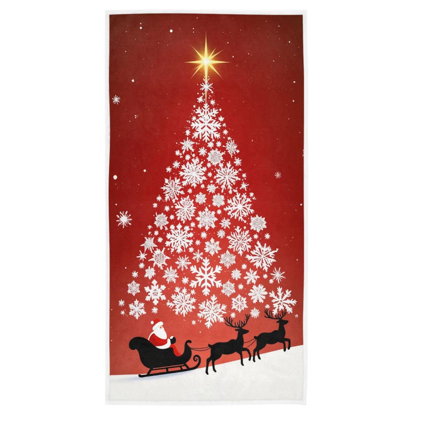 Pfrewn Santa Claus Sleigh Snowflake Tree Hand Towels 16x30 in Christmas Winter Bathroom Towel Ultra Soft Highly Absorbent Small Bath Towel Xmas…