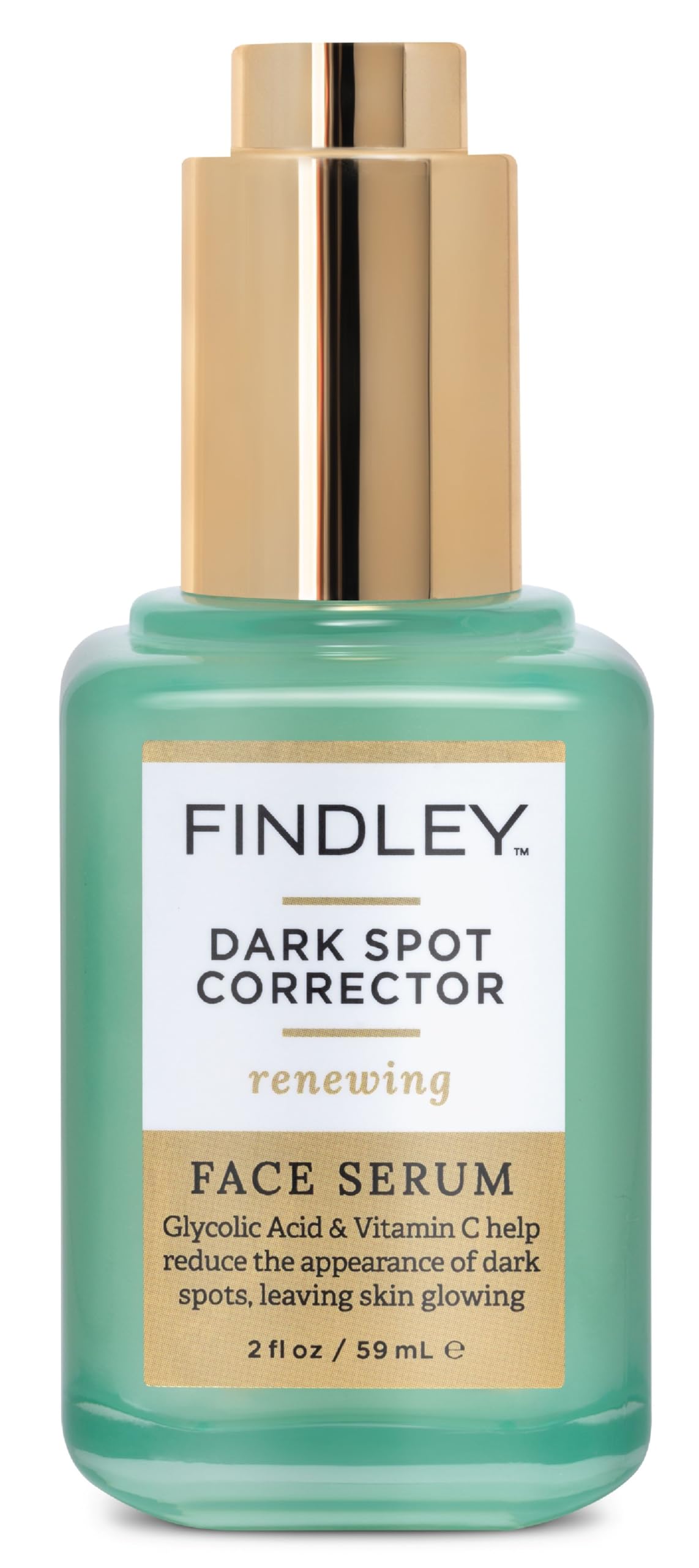 Findley Dark Spot Corrector Renewing Face Serum with Glycolic Acid & Vitamin C - Reduces Dark Spots & Signs of Aging | Hydrating (2 Fl Oz)