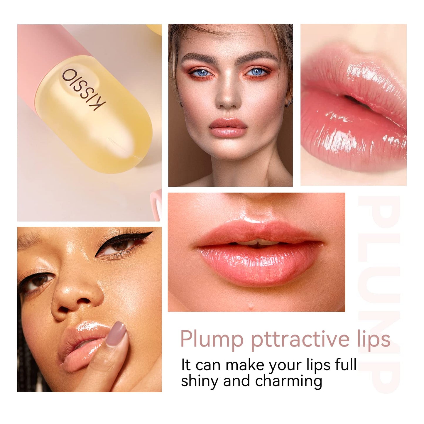KISSIO Lip Plumper,Natural Lip Plumper for Day Use,Plumping Gloss Make Lips Fuller and Moisturizing 5.5ml,Lips Mask,Hydrating & Reduce Fine