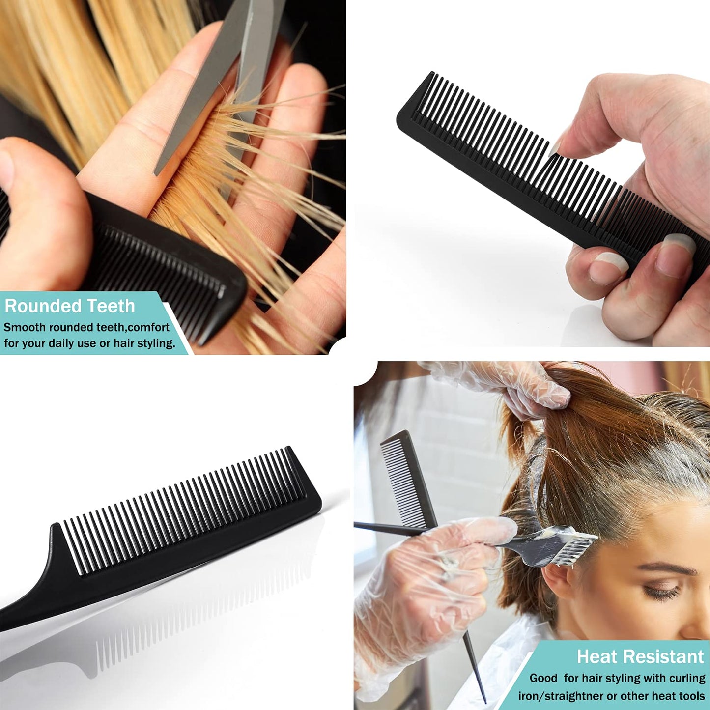 6 Pieces Carbon Fiber Hair Combs Set, General Styling Grooming Combs, Anti Static Heat Resistant Hairdressing Comb, Fine and Wide Tooth Hair Barber Beauty and Personal Care MODENGKONGJIAN