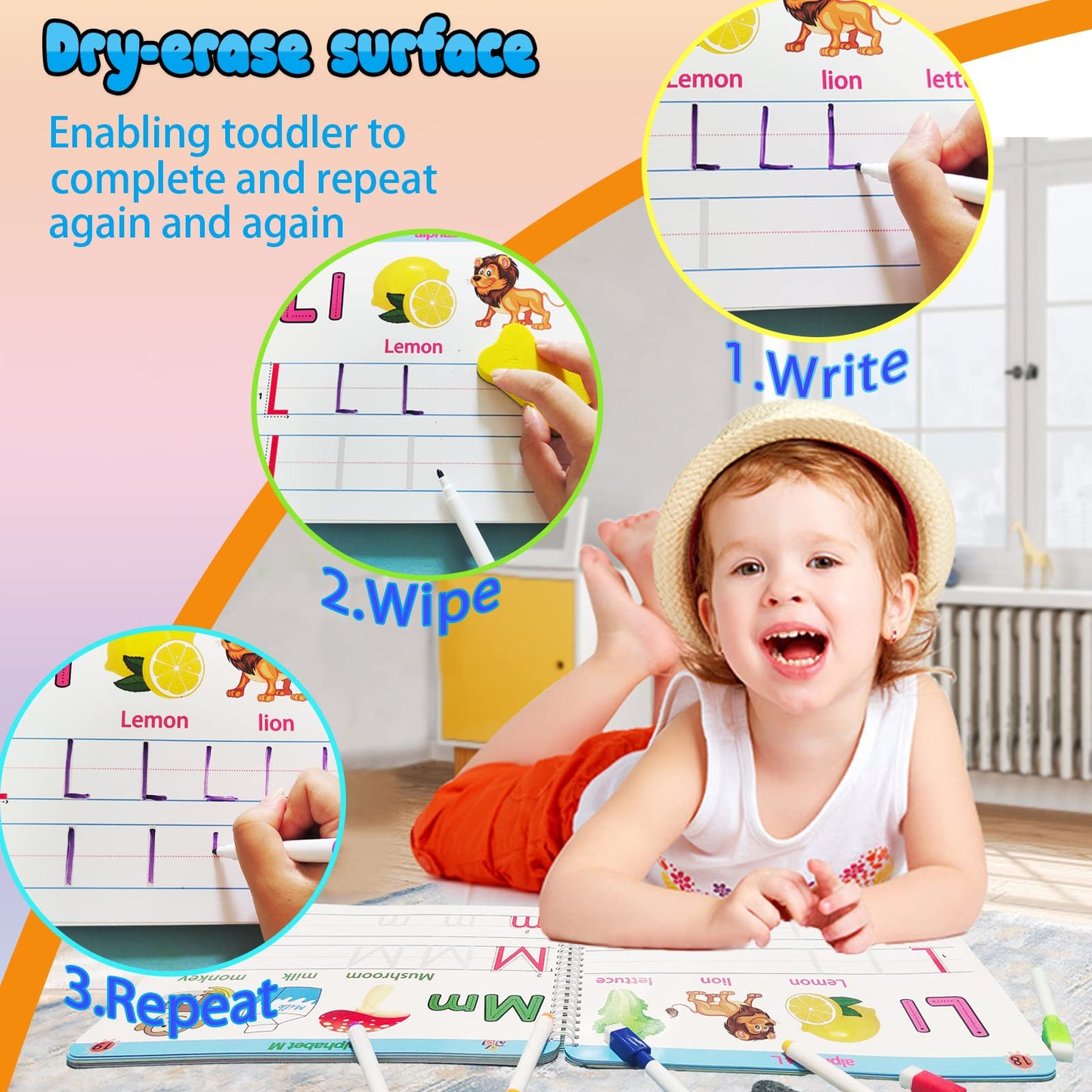 ALIANFLY Preschool Learning Workbook – Montessori Toddler Busy Book with Tracing, Handwriting, ABC & Activity Pages, Educational Toys for Kids