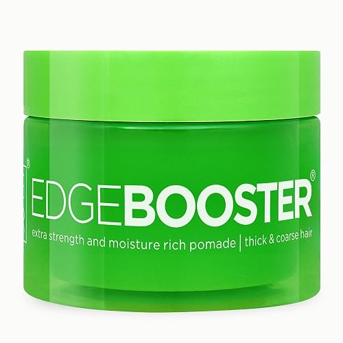 Style Factor Edge Booster Extra Strength & Moisture Rich Pomade | Strong Hold Edge Control Gel for Thick & Coarse Hair | High Shine, Non-Greasy