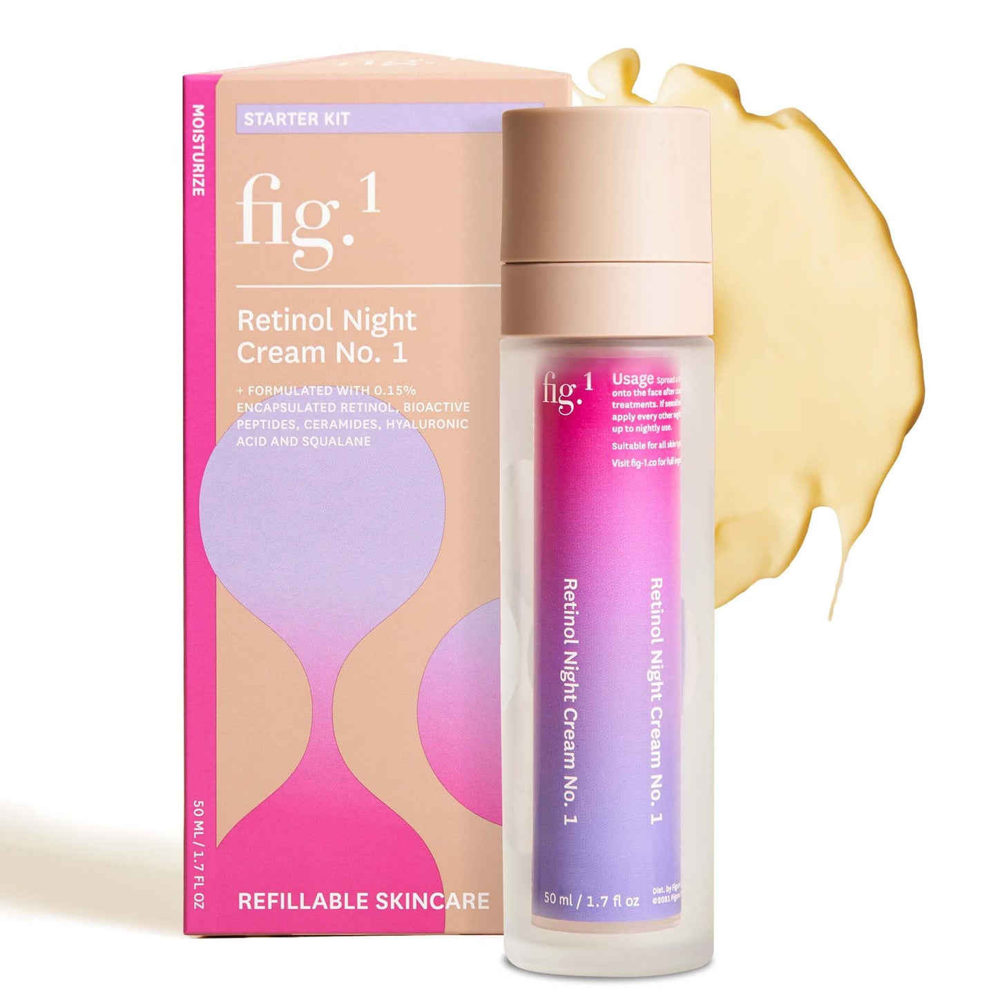 Fig.1 Retinol Night Cream | Face Hydrating Moisturizer With Retinol & Squalane | Night Cream For Women With Sensitive Skin | Dermatologist Tested
