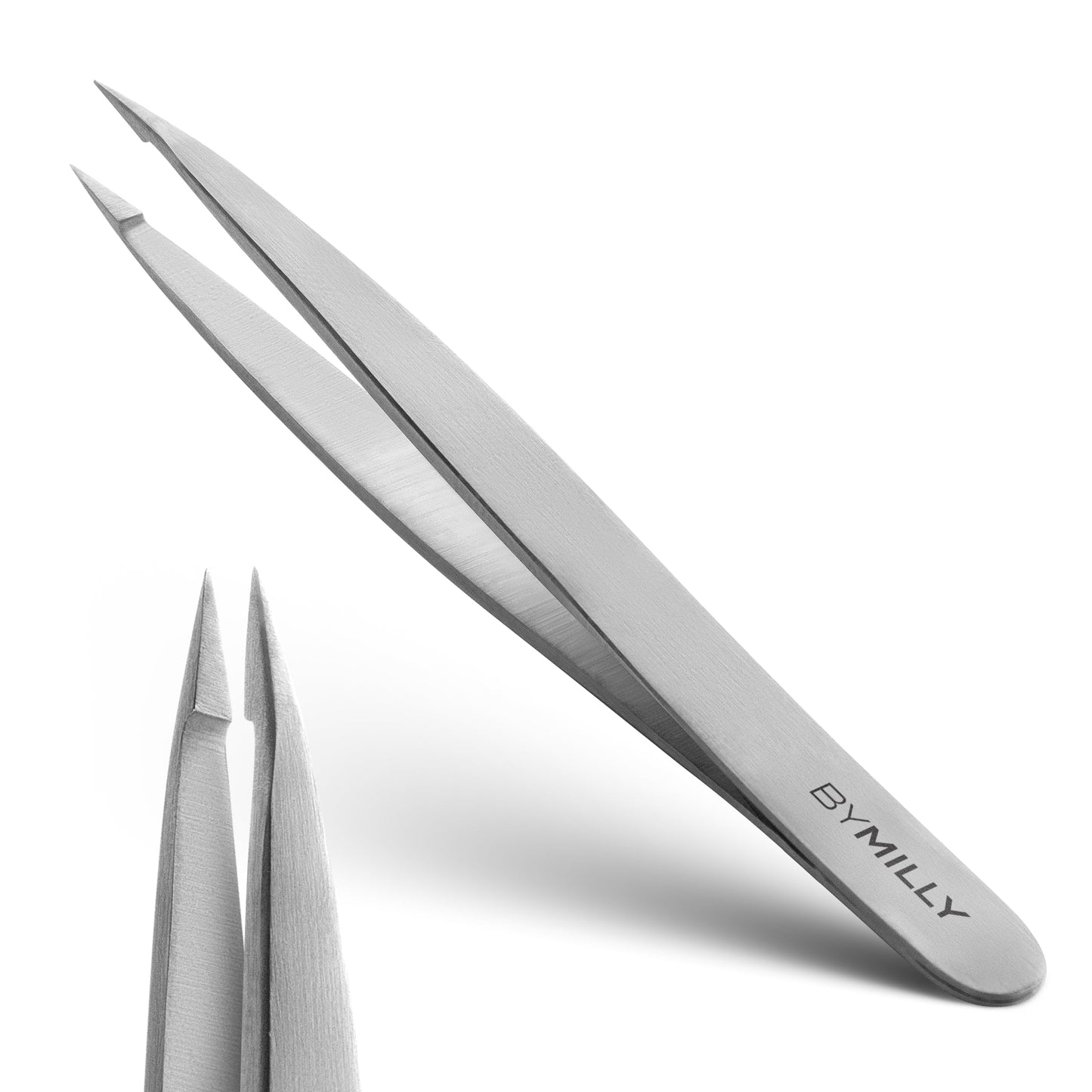 By MILLY Pointed Tweezers | High Carbon Stainless Steel Needle Nose | Fine Point Precision Hair Removal | Perfectly Aligned & Hand-Filed Sharp |