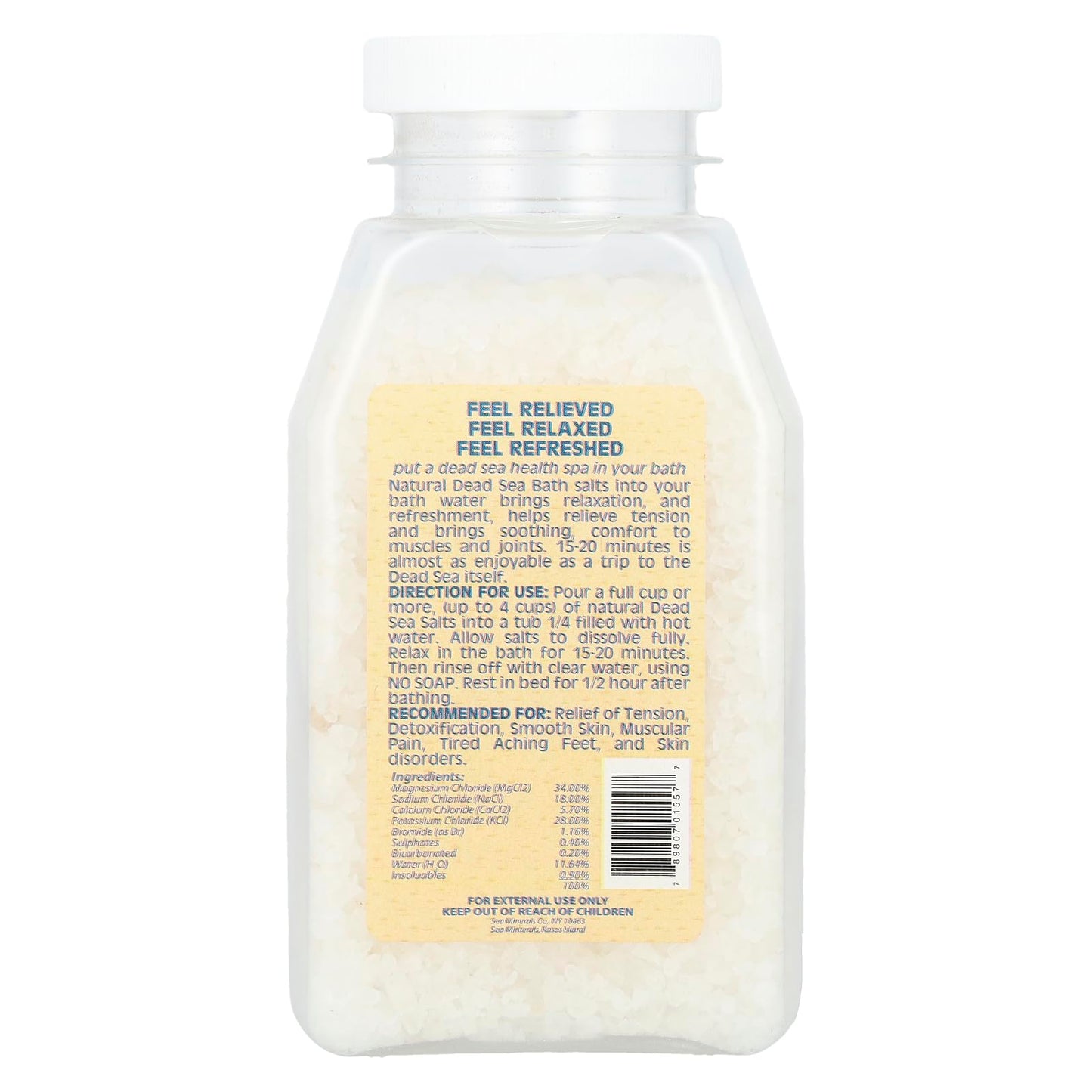 Sea Minerals Bath Salt From The Dead Sea, 16 Oz