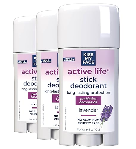 Kiss My Face Active Life Deodorant Contains Naturally Derived Ingredients, 72 Hour Odor Control | Deodorant for Women and Men, Aluminum Free