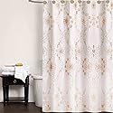 Popular Bath Shower Curtain Rose Vine, Beige-Taupe