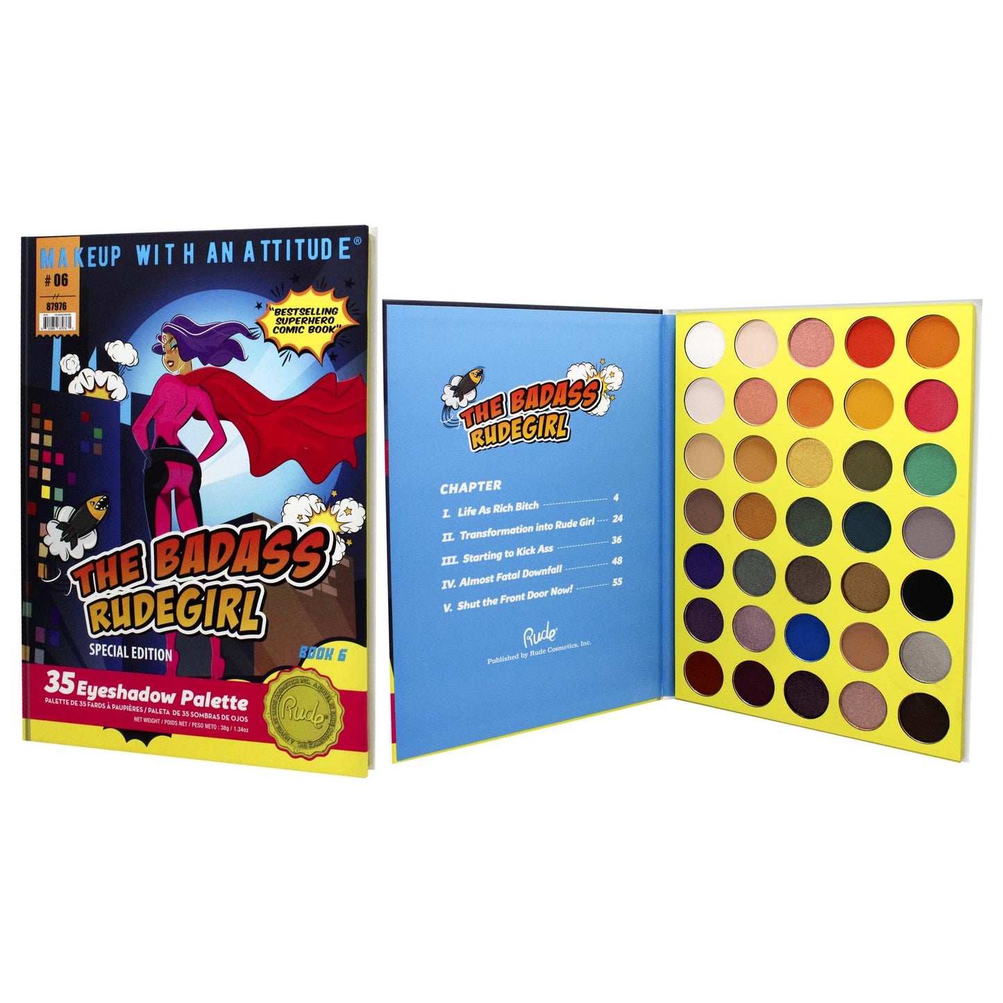 Rude Cosmetics The Badass Rudegirl 35 Eyeshadow Palette - Book 6 for Women - 1.34 oz Eye Shadow