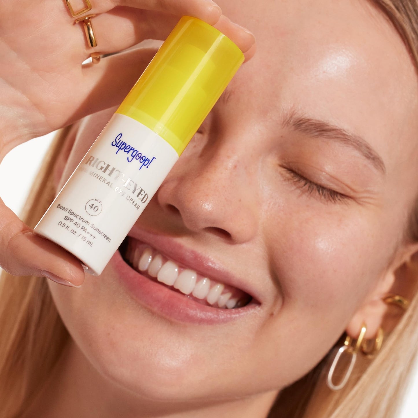 Supergoop! Bright-Eyed 100% Mineral Eye Cream, 0.5 fl oz - SPF 40 PA+++ Hydrating & Illuminating Mineral Sunscreen - Under Eye Cream for Dark Circles