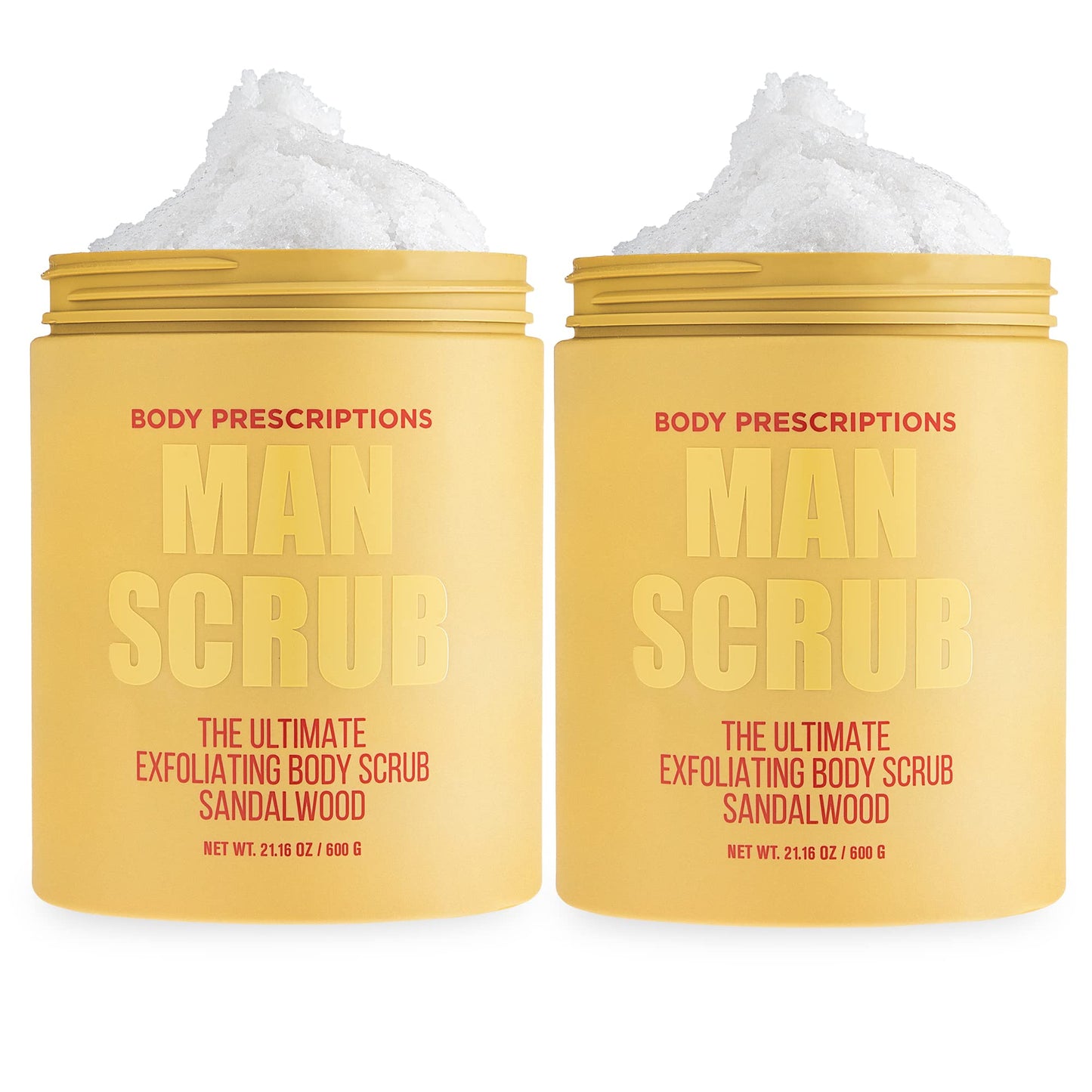 Body Prescriptions Men’s Exfoliating Body Scrub - Ultimate Skin Cleansing Wash in Jar with Twist-Top Lid, For All Skin Types, 21 Ounce (Pack of 2)