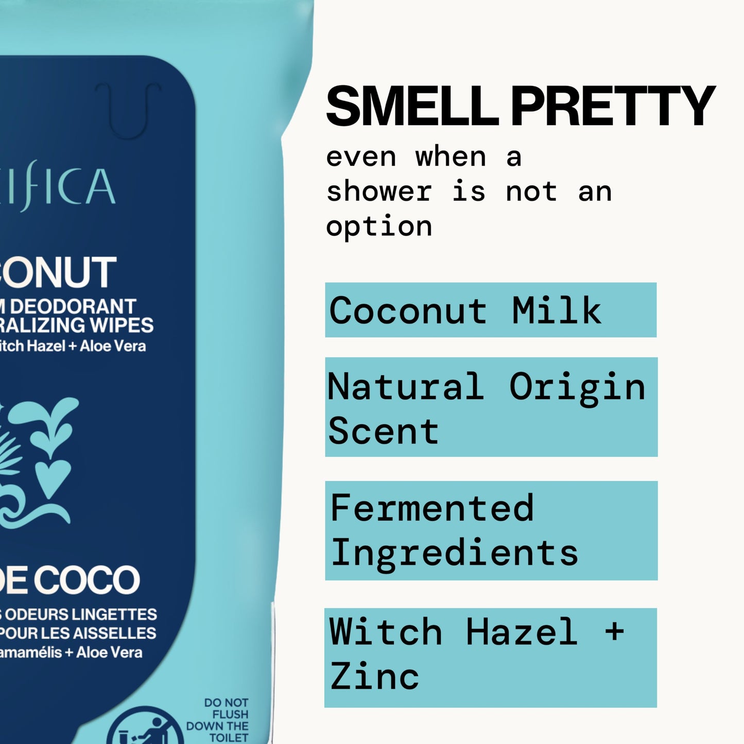 Pacifica Beauty Coconut Milk & Essential Oils Underarm Deodorant Wipes, Helps Remove Odor, Aluminum-Free, Vegan & Cruelty-Free, 30 Wipes (1-Pack) Beauty and Personal Care Pacifica