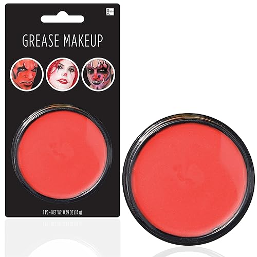 amscan Red Grease Makeup - 0.49 oz. (Pack of 1) - Pigmented & Long-Lasting Formula Perfect for Halloween & Theatrical Performances