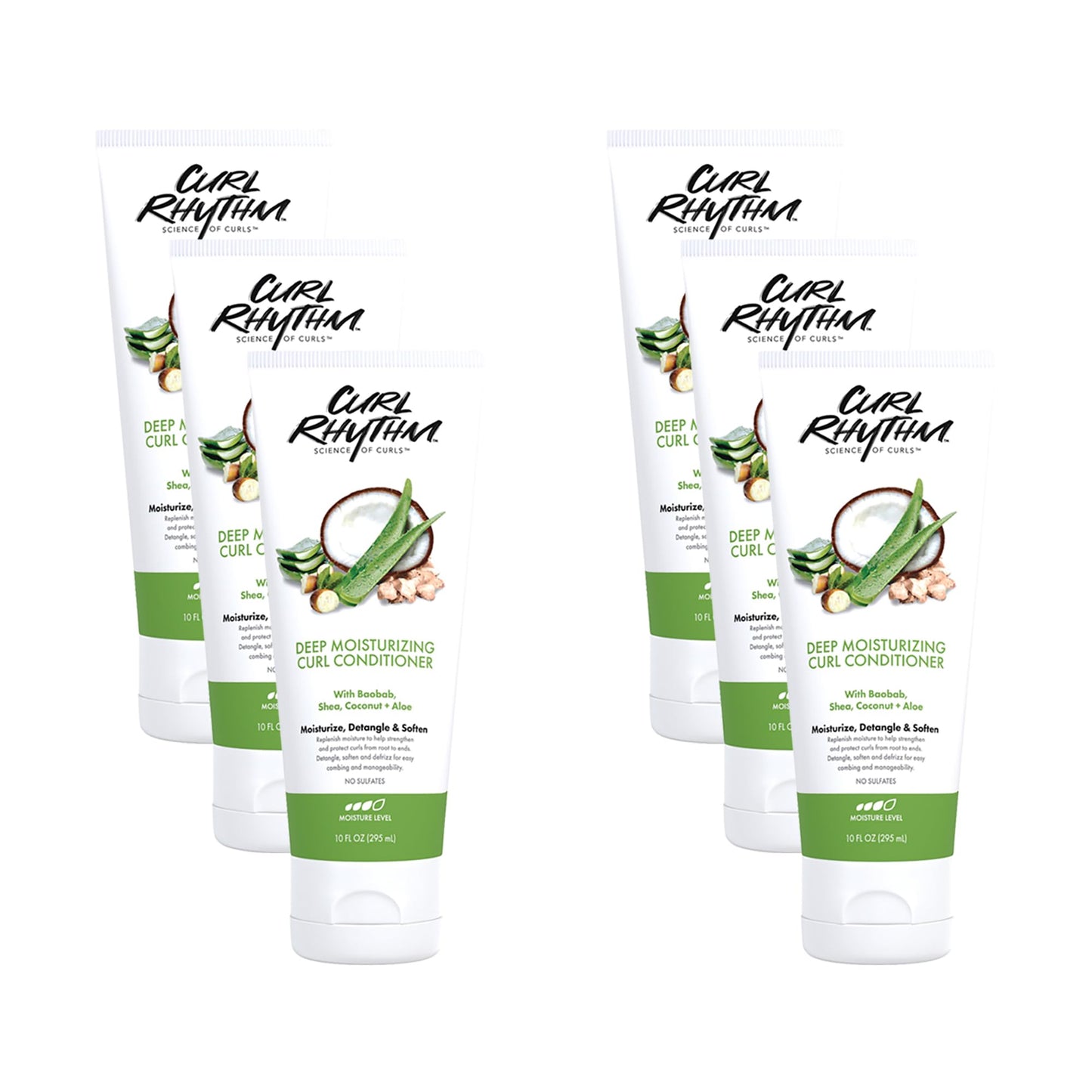 Curl Rhythm Deep Moisturizing Curl Conditioner - Curly Hair Conditioner with Shea Butter, Coconut, and Aloe - Strengthens and Protects Curls - 6 pc