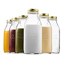 Bormioli Rocco Quattro Stagioni Glass Milk Bottle 33.75 Ounce/1 Liter with Airtight Lid, Great For Kombucha Brewing Bottle, Beer, Homemade Juicing