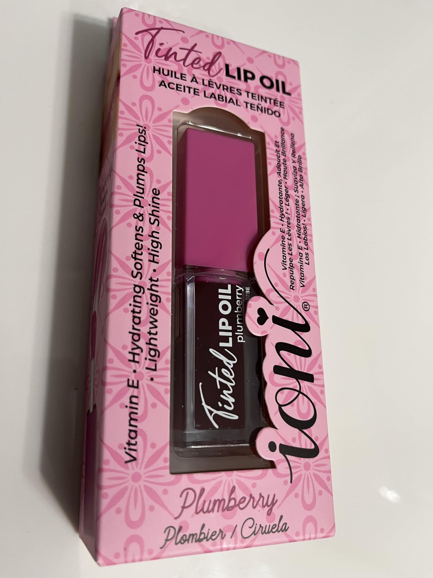 IONI Tinted Lip Oil, Plumberry, Vitamin E, Hydrating, Softens & Plumps Lips, Lightweight, High Shine, 0.17 FL OZ