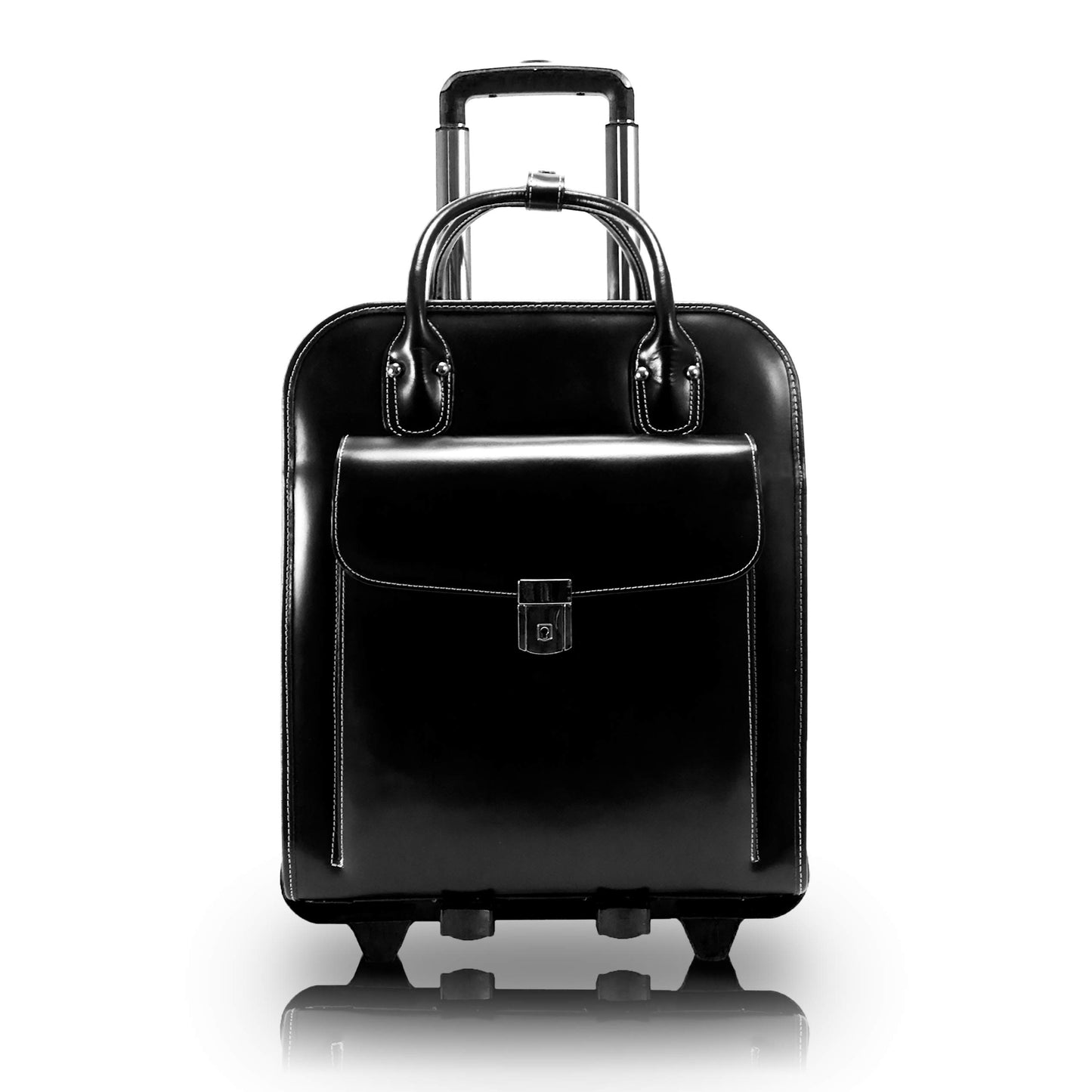 McKlein LA GRANGE, 15" Leather Detachable -Wheeled Ladies' Laptop/Computer & Tablet Business Briefcase Bag/Women's Rolling Overnight Travel Bag