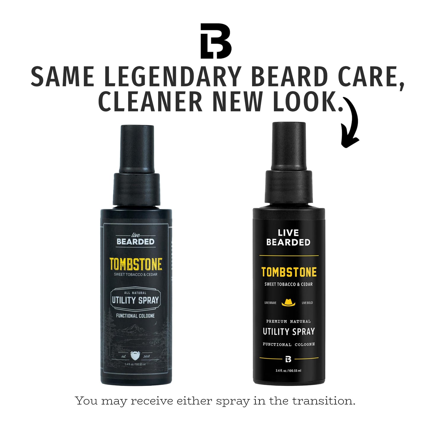 Live Bearded Utility Spray - All Purpose Cologne with Natural Fragrance - Made in the USA - 3.4 fl oz Bottle | Tombstone Scent - Sweet Tobacco, Cedar