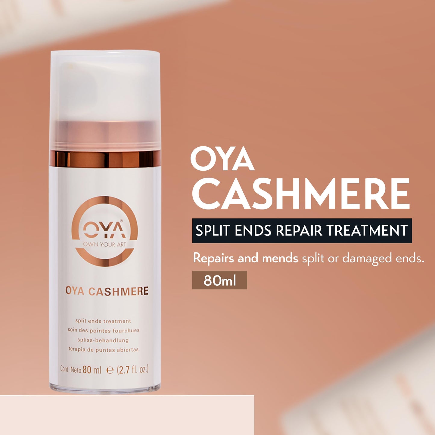 OYA Cashmere Split End Repair Cream - Highly Concentrated Treatment for Dry, Damaged & Color-Treated Hair - Repairs Bonds, Controls Frizz